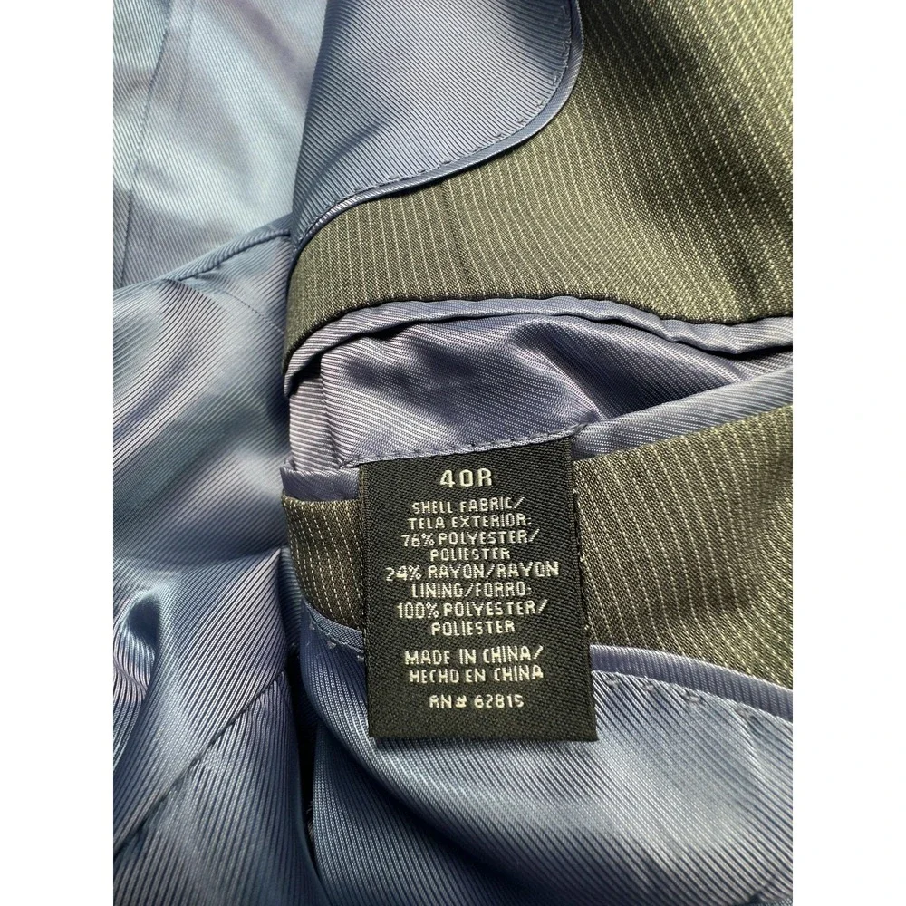 JF J Ferrar Suit Jacket Mens 40R Gray‎ Modern Fit Pinstripe Blazer Two Button
